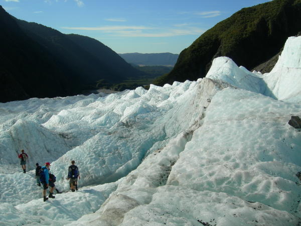View down the glacier
