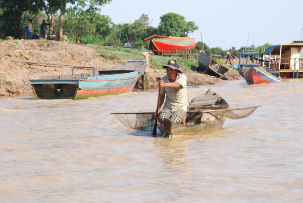 A fisherman on lake Tonle Sap