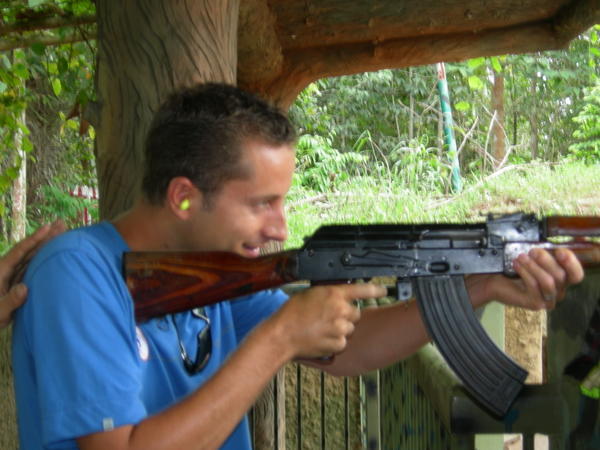 Firing an AK-47 at Cu Chi
