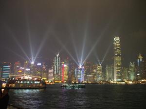 nightly laser show, Hong Kong