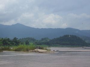 view of Laos from the Mekong river