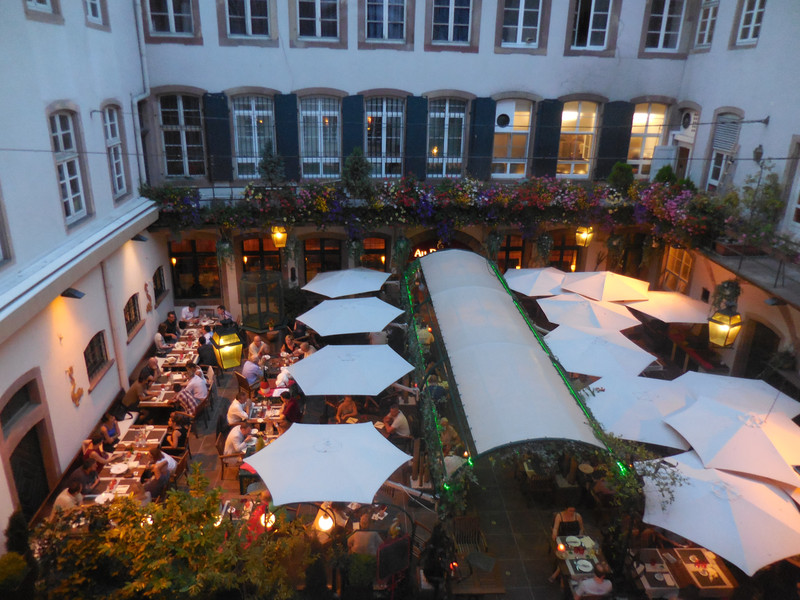 The hotel courtyard