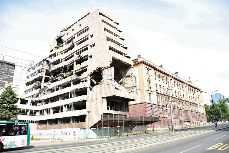 NATO bombed building,as is in Belgrade today.