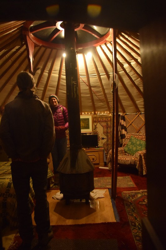 In the yurt.