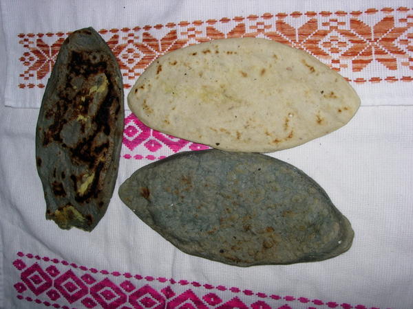 No, these tortillas are not off! It is blue maize tortilla.