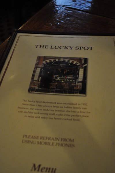 The Lucky Spot menu