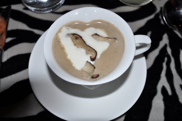 Mushroom soup, in a heart-shaped mug