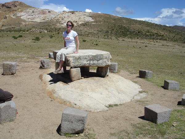 Sitting on the Inca table