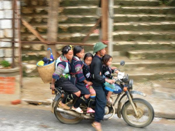 Family of Five on Bike