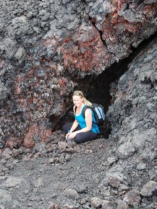 Meagan in a small lava fold