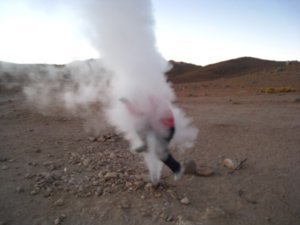 Jumping through geyser vent