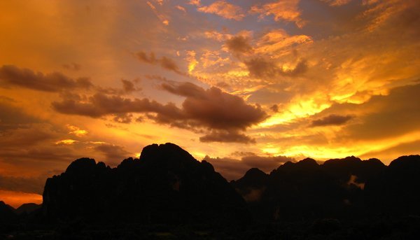 Vang Vieng Beautiful Sunset