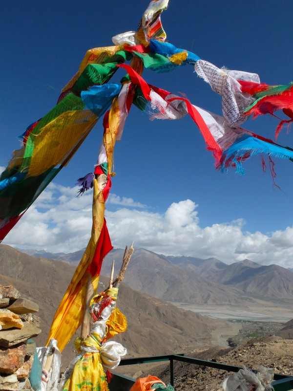Prayer flags blowing in the wind