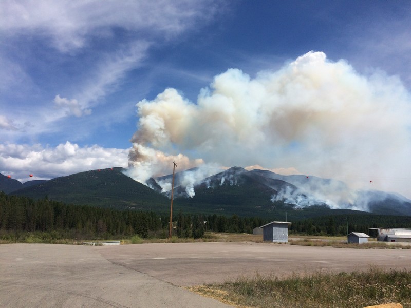 Mountain fire on the way to Eureka, MT