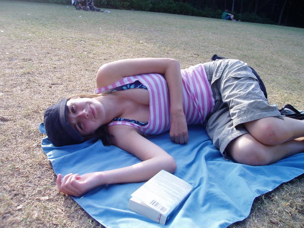 Sarah chilling near street beach
