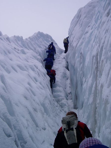 Trekking up the glacier
