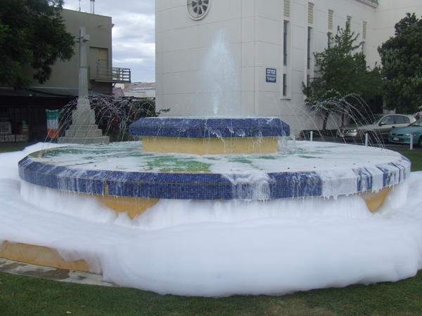 A local fountain on St. Patrick's day