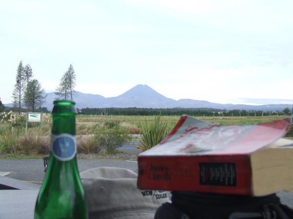 Beer, book and Volacano in National Park