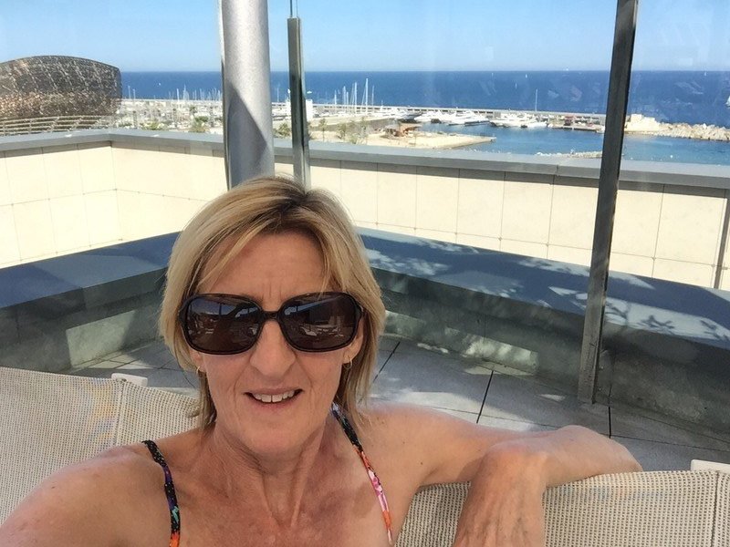 Michelle at the roof top pool Barcelona