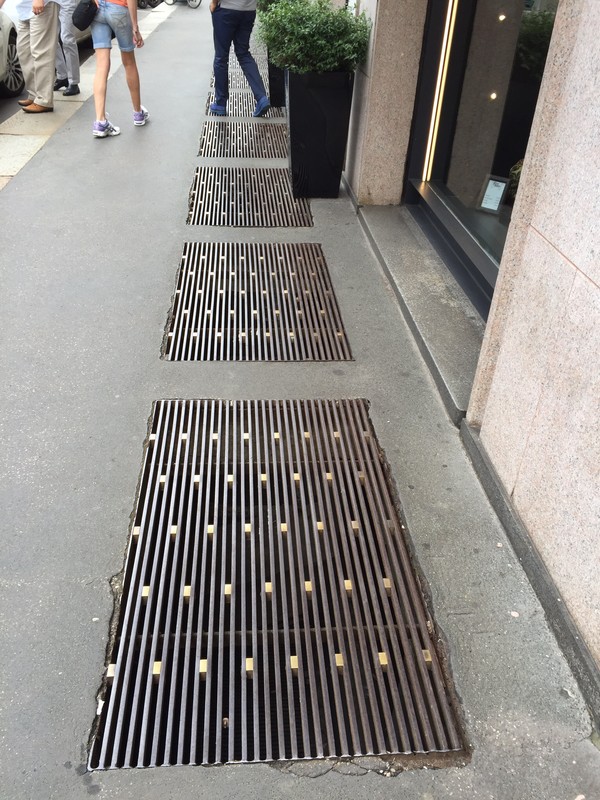 Grate in paths all over the city Milan