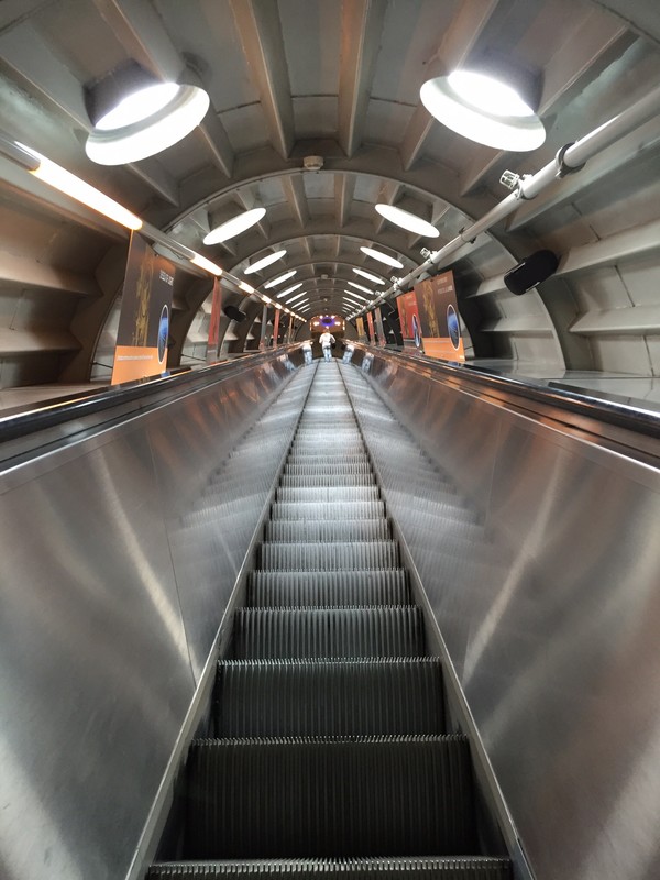 Escalators in one of the tubes