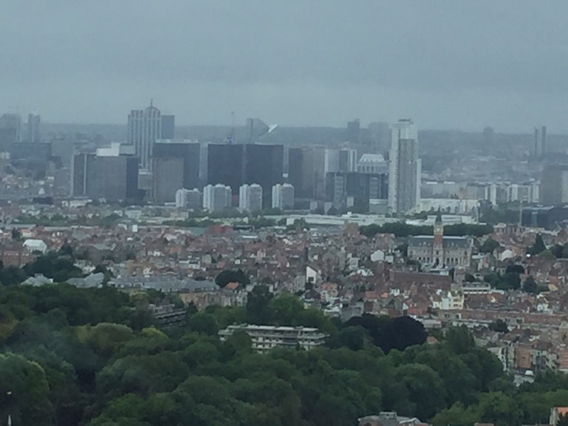 A hazy rainy Brussels city