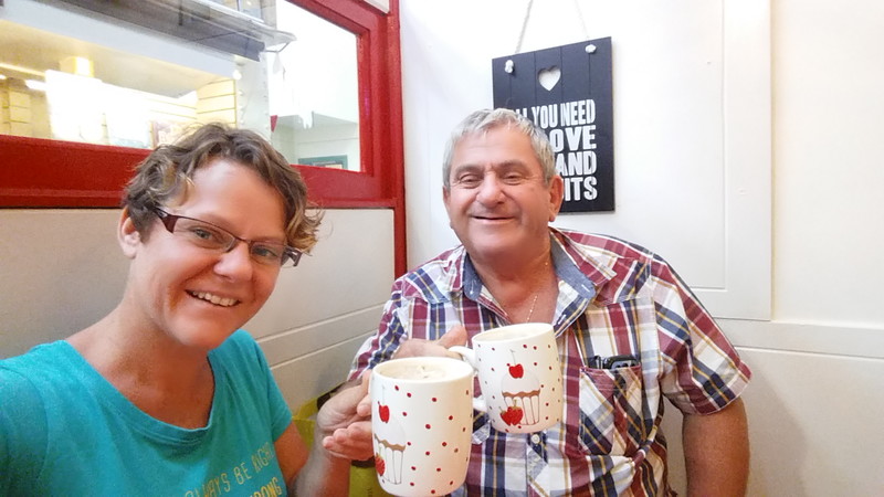 Me and Dad enjoying a bite to eat in 'Katie's Cafe', Neath