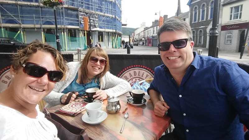 Taking a cuppa in Aberdare with old friends.