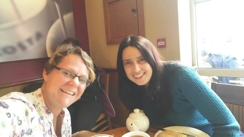 Me and my mucca Anna catching up in Costa during a successful shopping trip. 