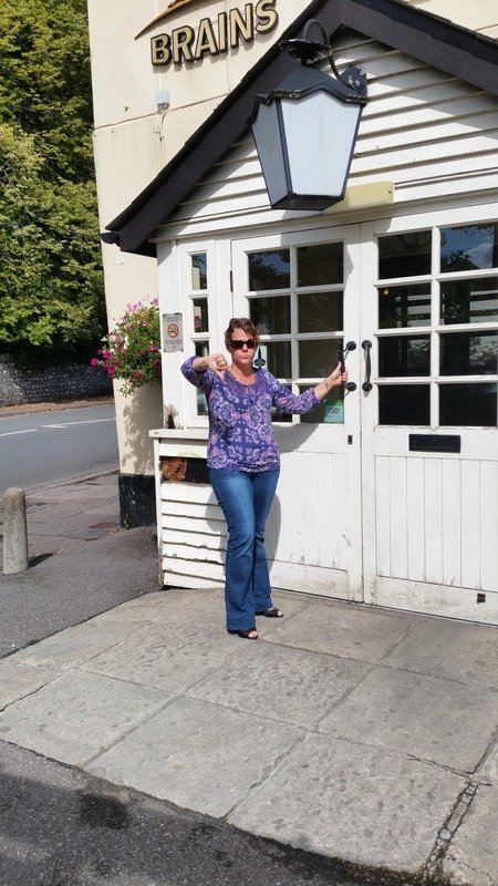 Embarrassing! Waiting for the Fox and Hounds pub to open at 11:45am in Whitchurch. 