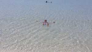 Floating in the hypersaline waters of Shell Beach