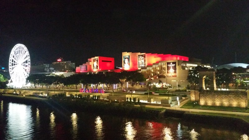 The Cultural Centre all lit up on South Bank.