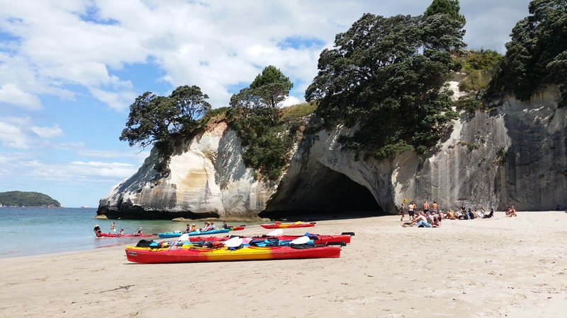Picture postcard setting. Cathedral Cove
