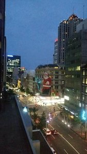 The tackiest Santa I have ever seen in a City Centre.  This was my view from the dreaded hostel! 