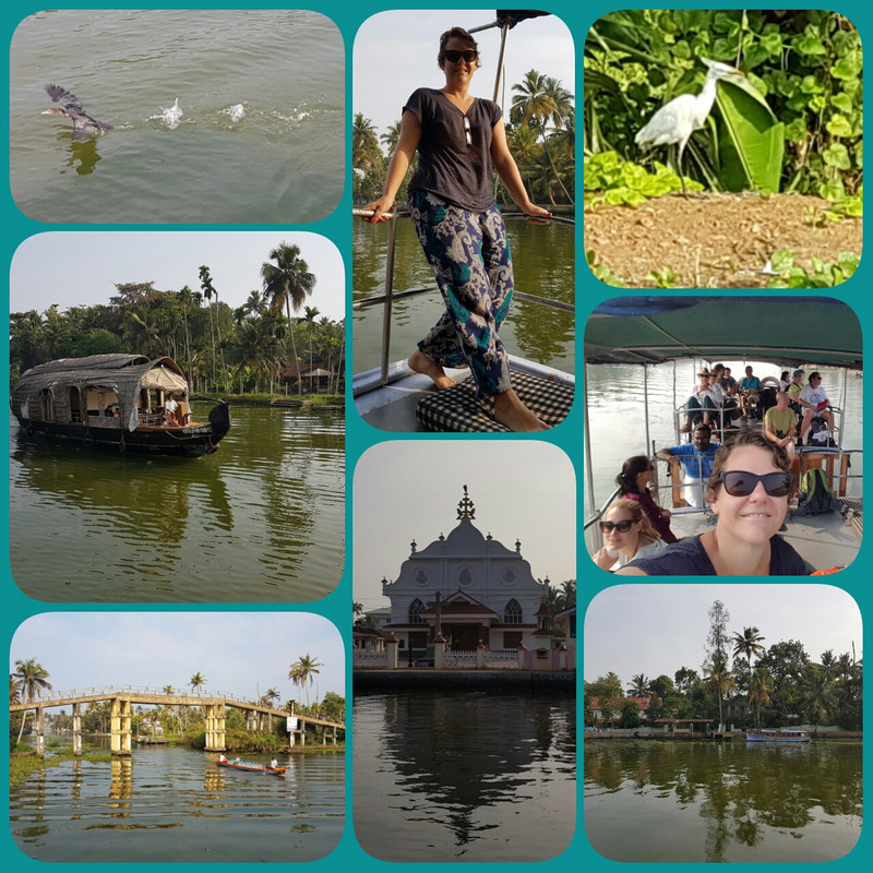 Enjoying the scenery on our voyage to Alleppey