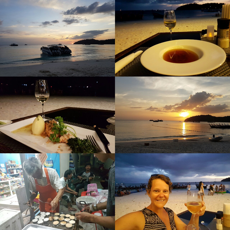 At last fine dining on Pattaya Beach as the sunsets. Another tough evening! Koh Lipe 
