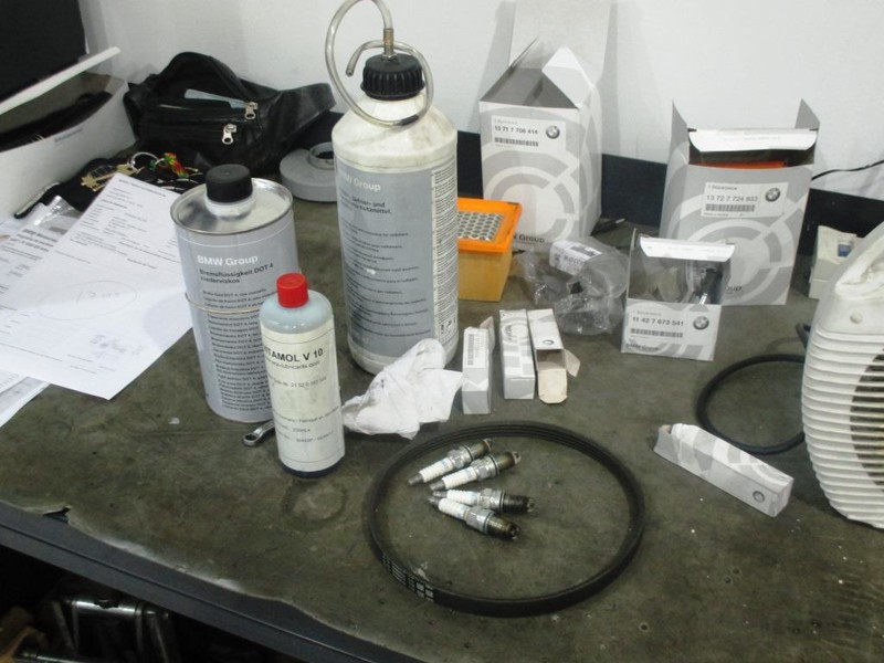 Motorcycle candy for our bike - sparkplugs, timing belt, mineral clutch oil