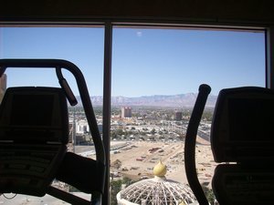 view from fitness room in Sahara
