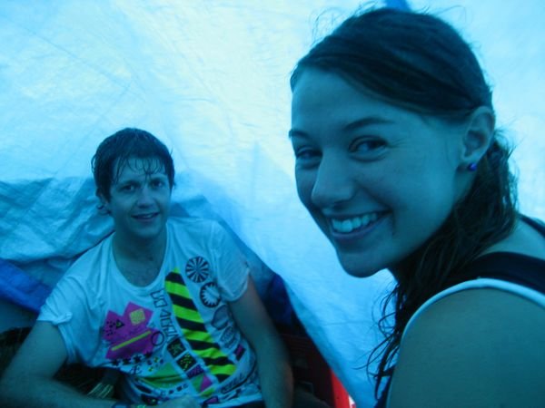 James & Katherine under the tarp....