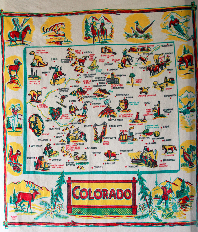 Old Fashioned Illustrated Colorado Map