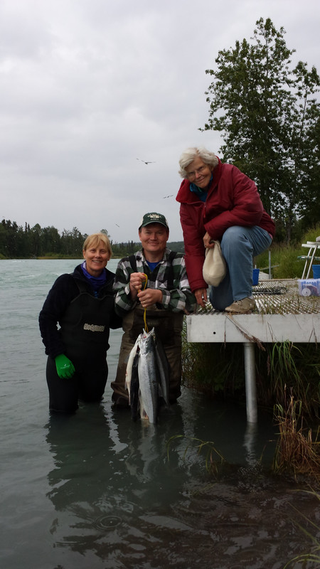 Becky Phil and Mom with salmon string