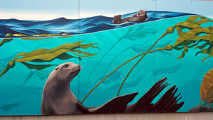 Downtown Seward Mural Sea Lion Otter