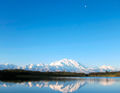 Moon above Denali from Reflection Pond