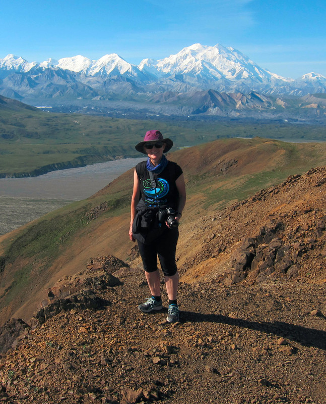 Becky on alpine trail to Thorofare Ridge