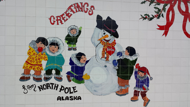 Illustration on side of Santa Claus House AK