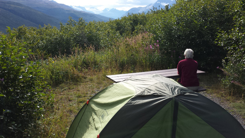 2015 08 13 Enjoying our beautiful Blueberry Lake campsite on Thompson Pass