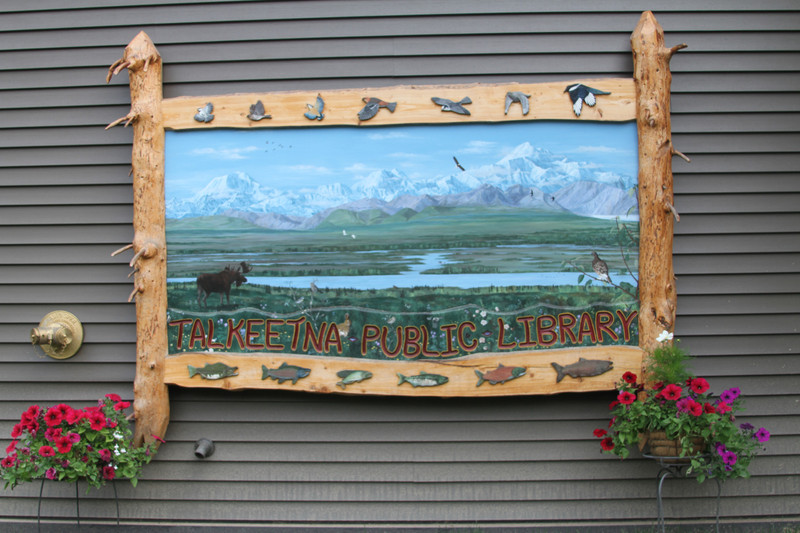 Talkeetna Public Library Carved Painted Sign