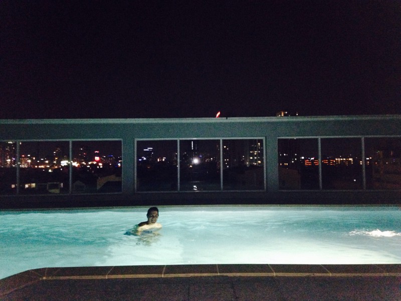 Late night swim in the roof top pool 