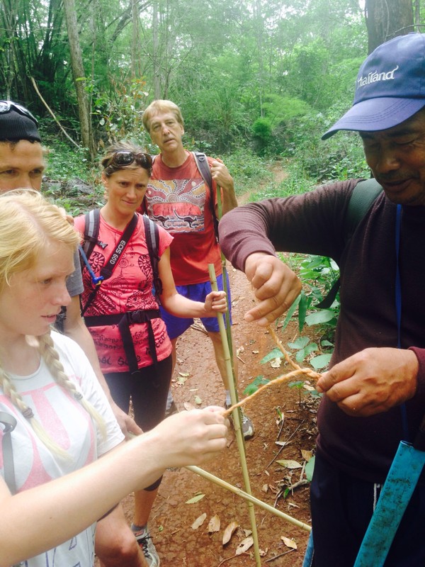 Learning how to make rope from bark