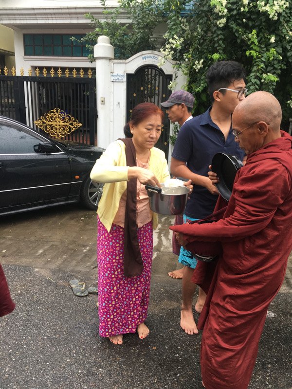 Collecting Alms with the Monks in Yangon